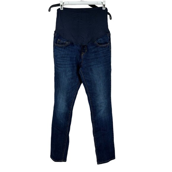 Old Navy Maternity Skinny Jeans Full Panel Adjustable Waist Size 8 Dark Denim - Picture 1 of 6
